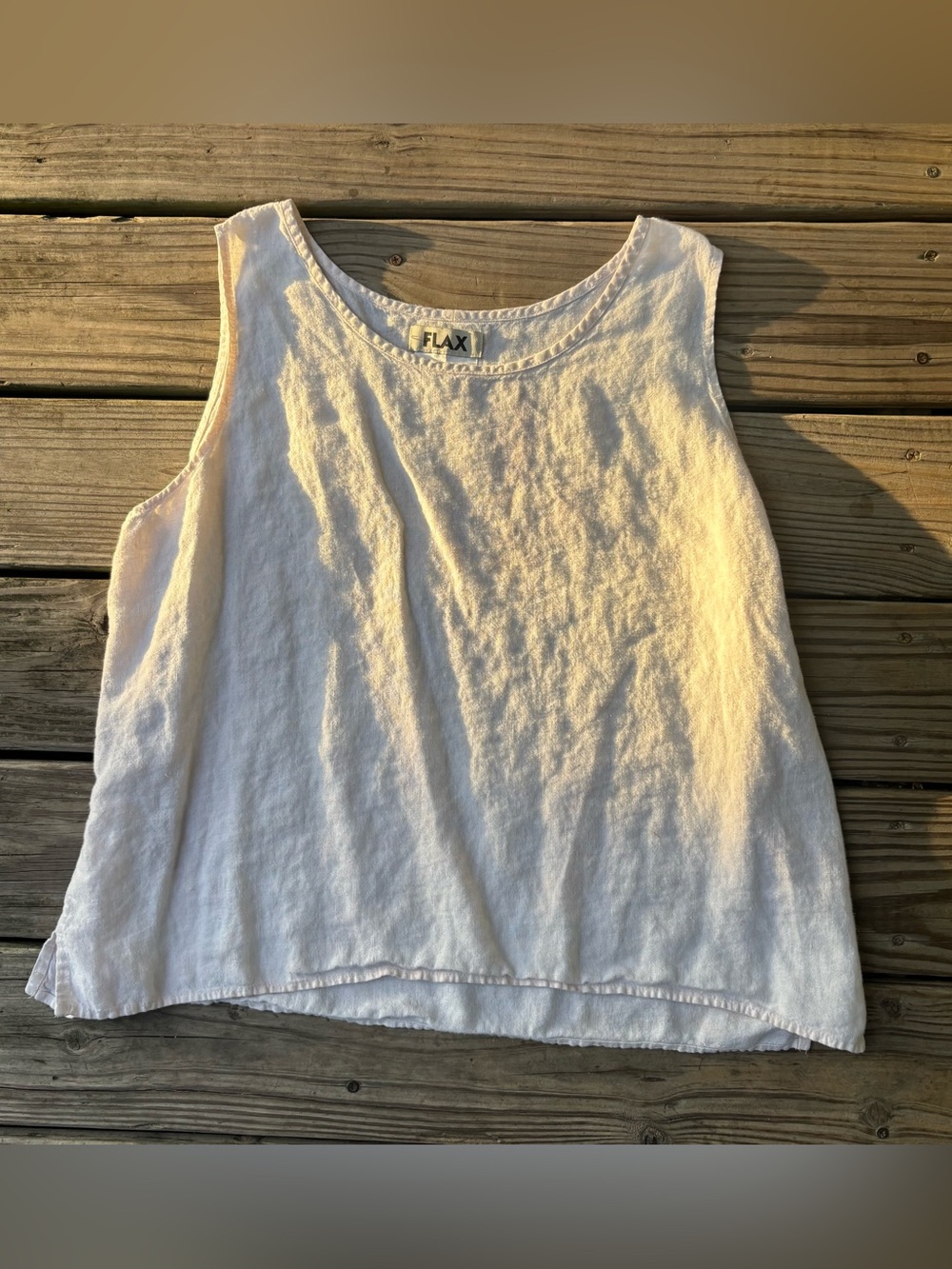 Flax Sleeveless White 100% Linen Tunic